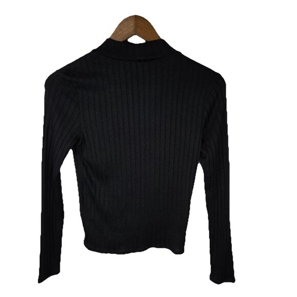 Divided Black Ribbed Fitted Top Whimsy Goth Top Small - Picture 5 of 5